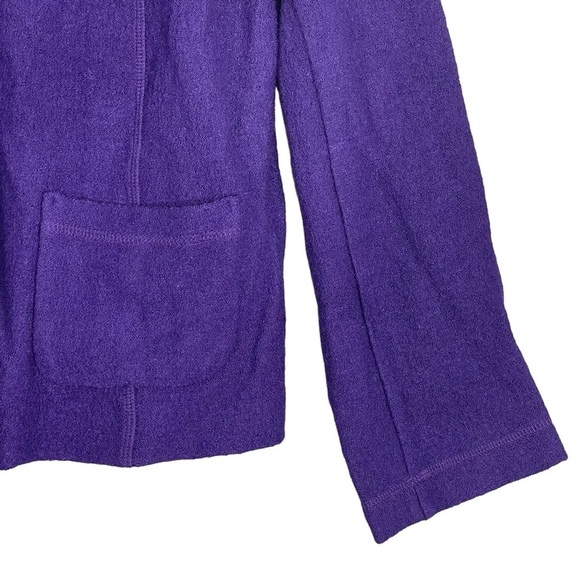 Talbots Boiled Wool Utility Jacket Medium Purple Stand Collar Button Up Stretch - Picture 6 of 11